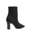 Bota Preta Cano Baixo Salto Médio Knit - imagem 4