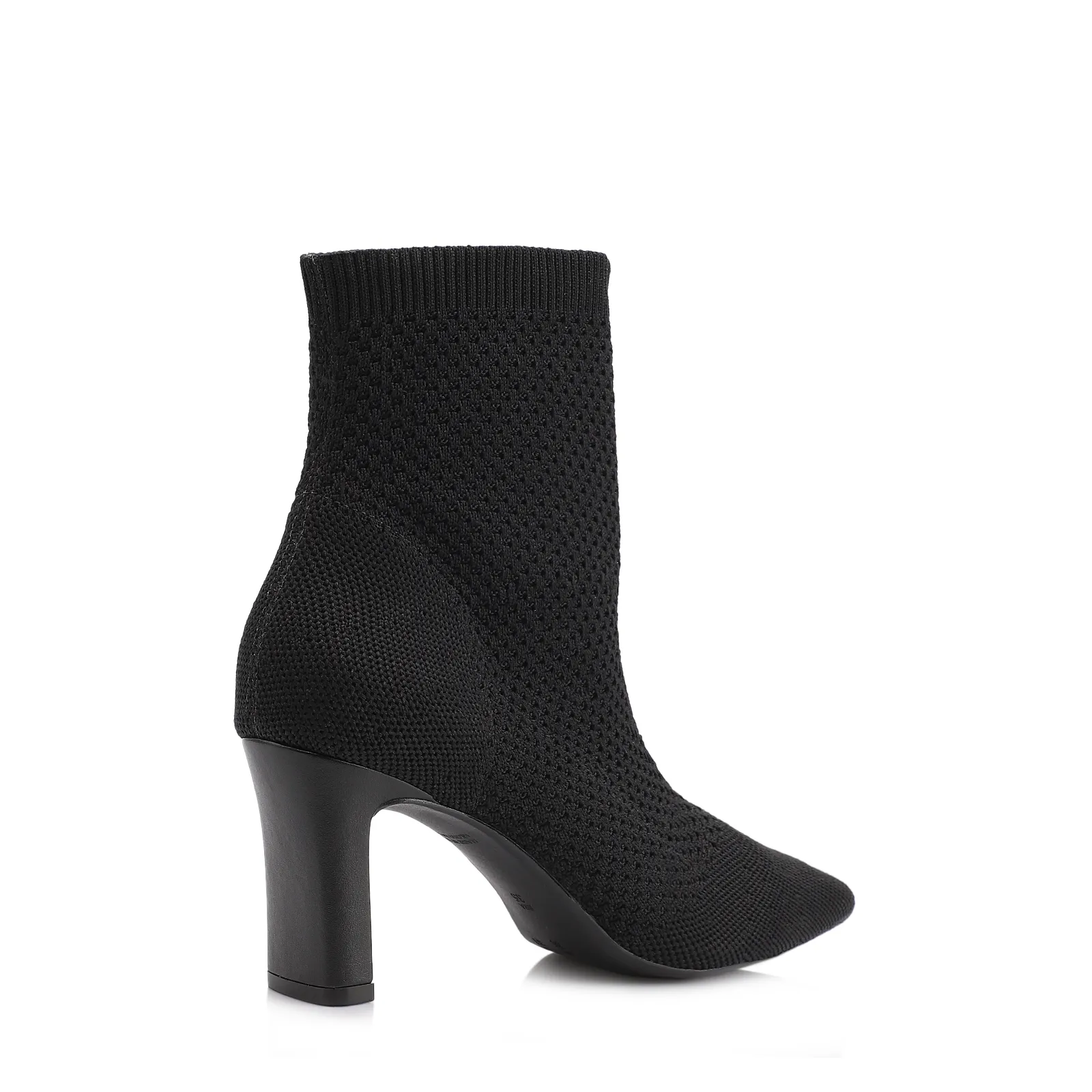 Bota Preta Cano Baixo Salto Médio Knit