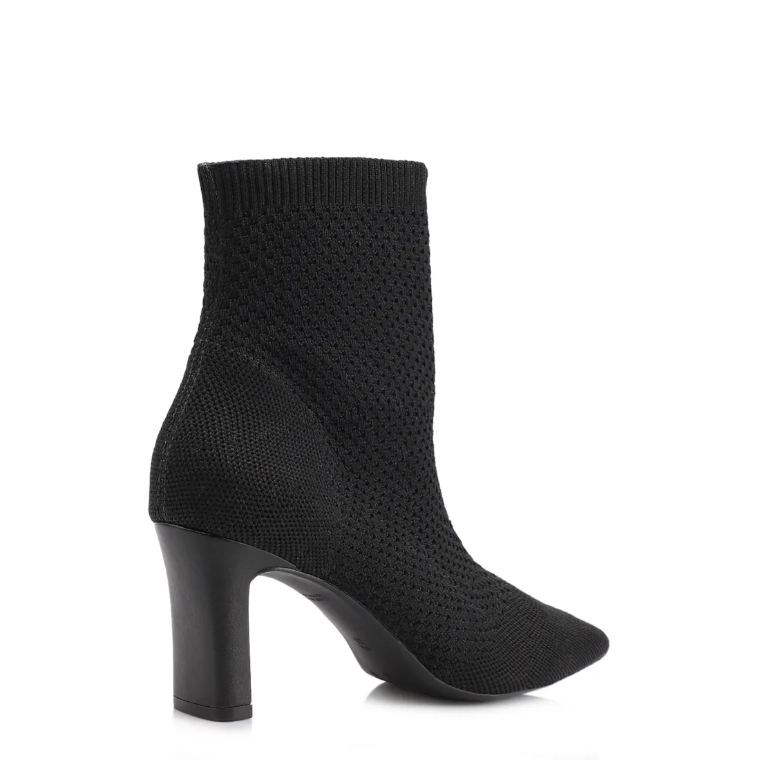 Bota Preta Cano Baixo Salto Médio Knit - foto 4