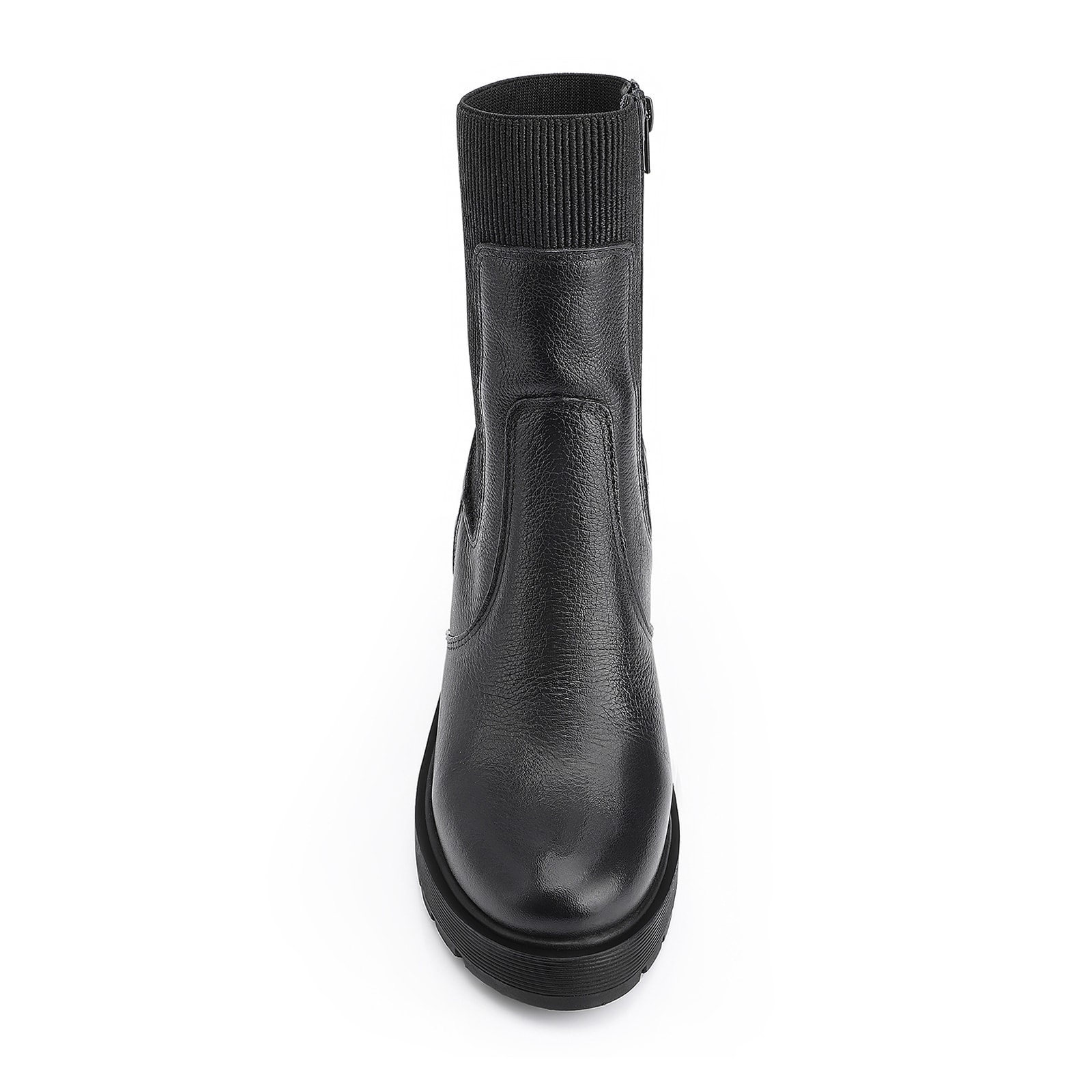 Bota Preta Cano Médio Salto Médio Couro Chelsea Tratorada