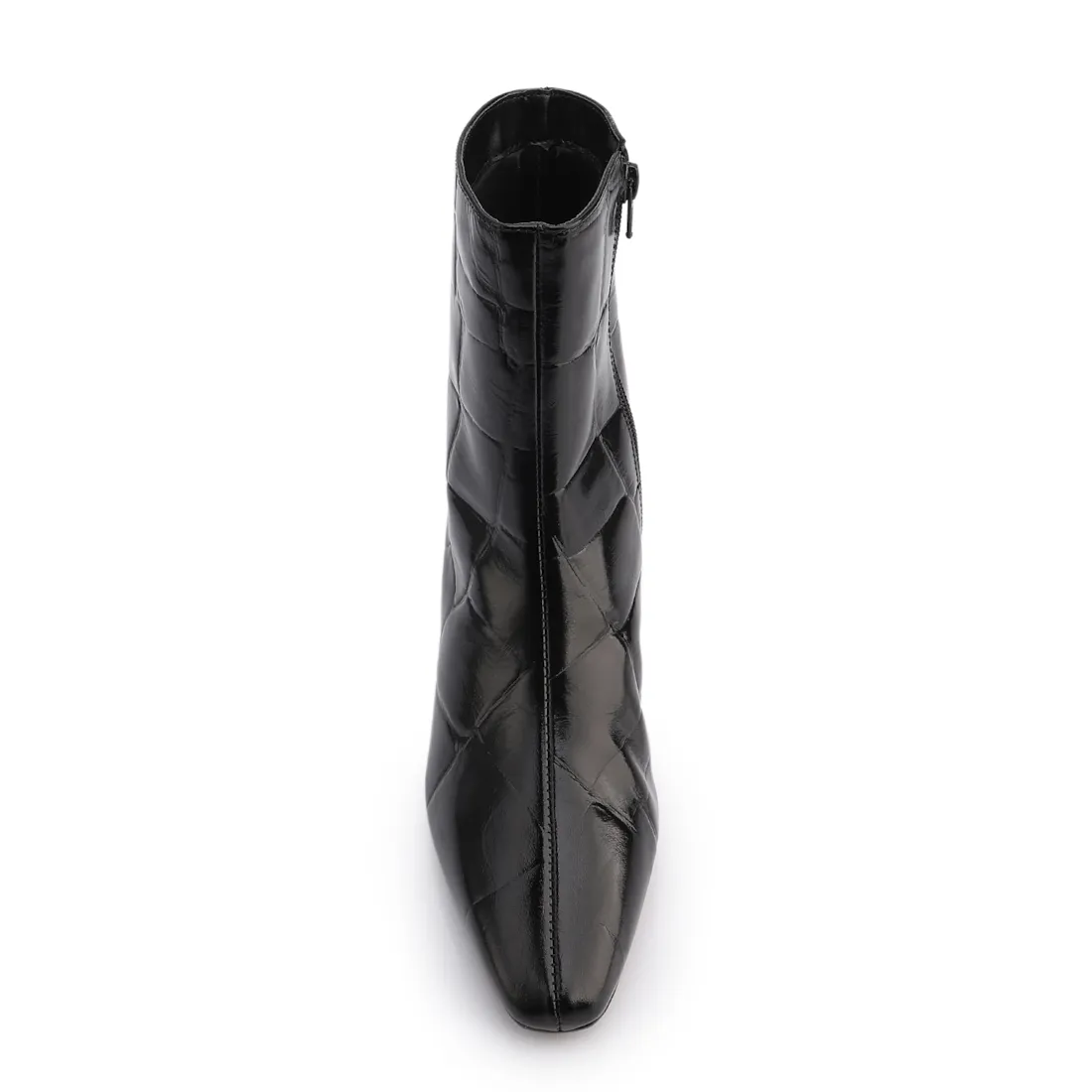 Bota Preta Cano Médio Salto Médio Couro Maxi Croco - foto 6