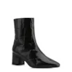 Bota Preta Cano Médio Salto Médio Couro Maxi Croco - imagem 1