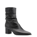 Bota Preta Cano Médio Salto Médio Couro Slouch