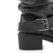 Bota Preta Cano Médio Salto Médio Couro Slouch Fivela - imagem 8