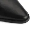 Bota Preta Salto Médio Cano Alto Couro Bico Fino - imagem 7