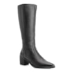 Bota Preto Cano Alto Salto Baixo Couro Bico Redondo - imagem 1