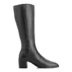 Bota Preto Cano Alto Salto Baixo Couro Bico Redondo - imagem 3
