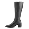 Bota Preto Cano Alto Salto Baixo Couro Bico Redondo - imagem 5