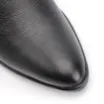 Bota Preto Cano Alto Salto Baixo Couro Bico Redondo - imagem 7
