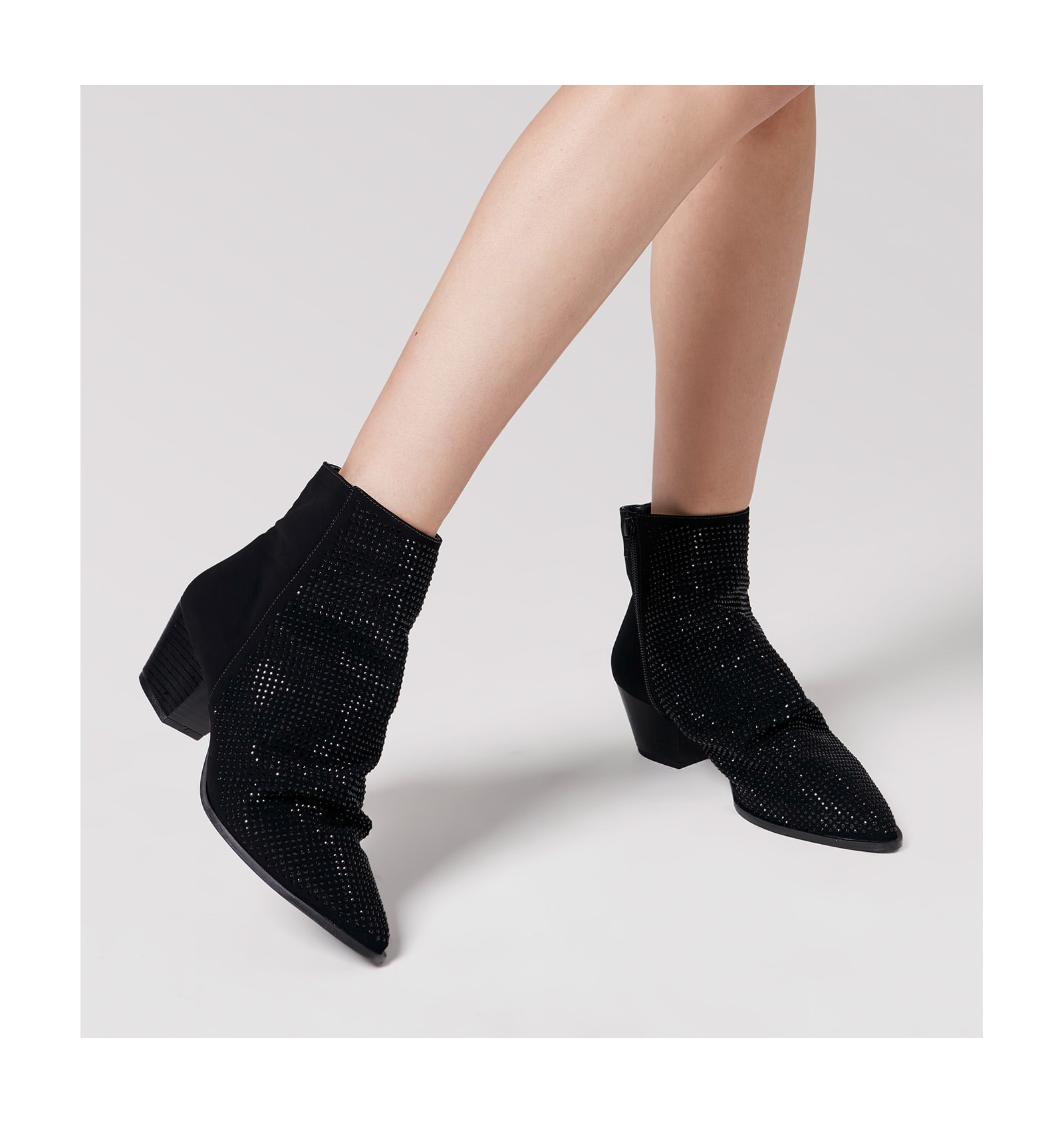 Bota Strass Nobuck Preto