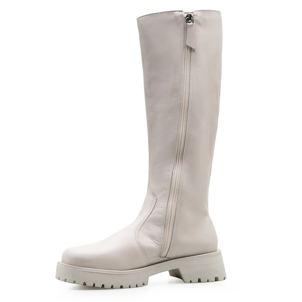 Bota Tratorada High Mia Couro Off White - imagem 4