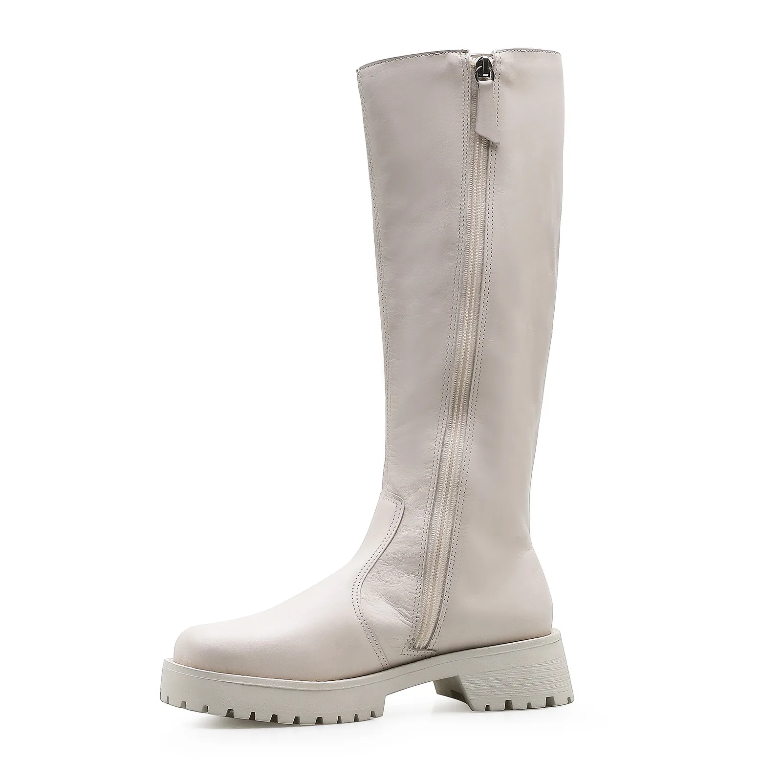 Bota Tratorada High Mia Couro Off White