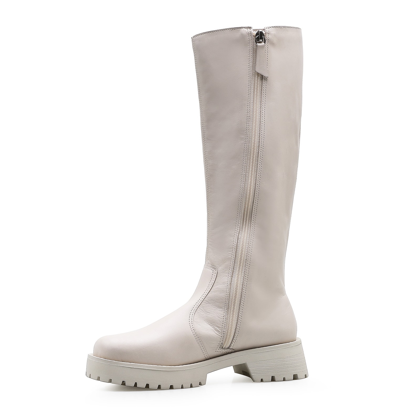 Bota Tratorada High Mia Couro Off White