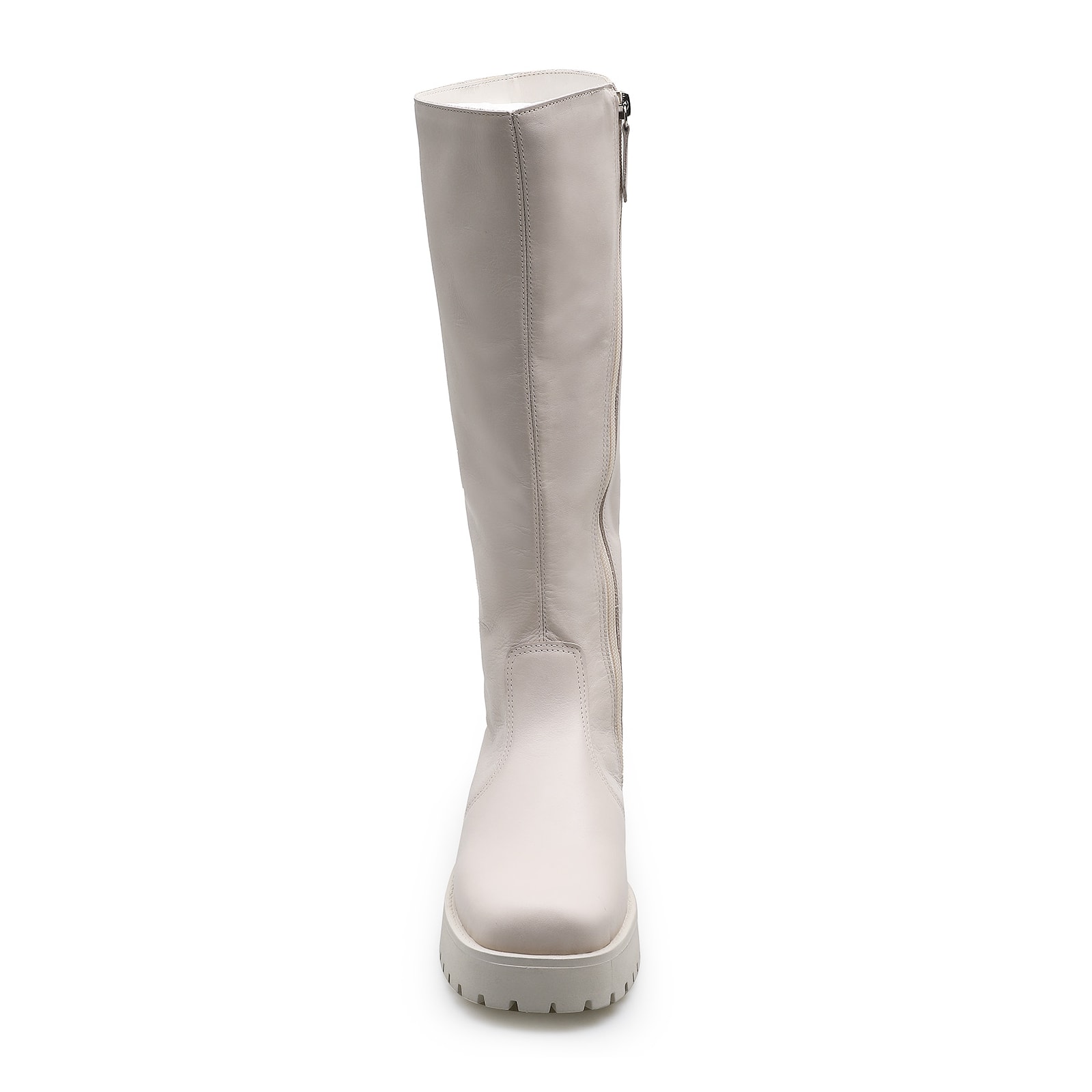 Bota Tratorada High Mia Couro Off White