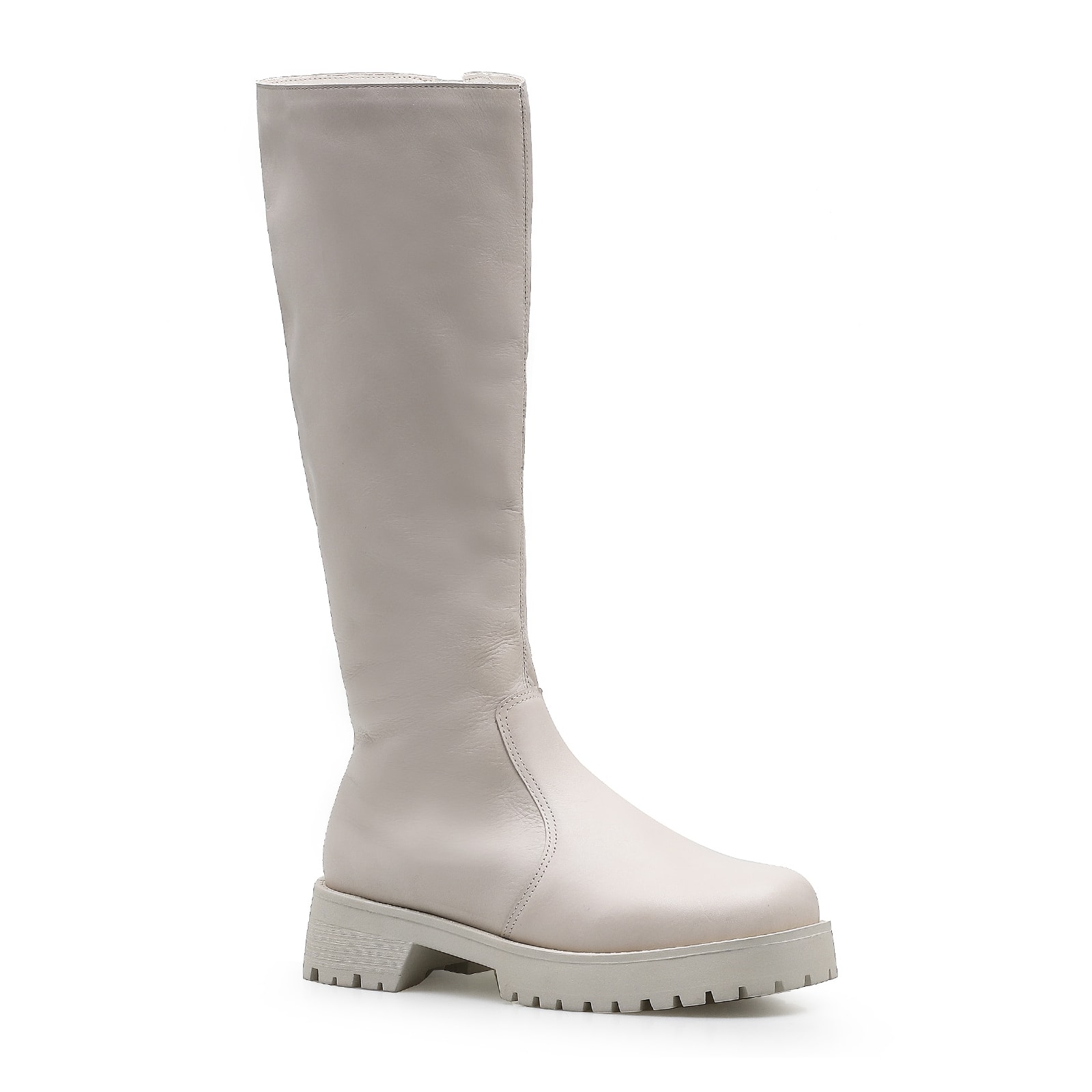 Bota Tratorada High Mia Couro Off White