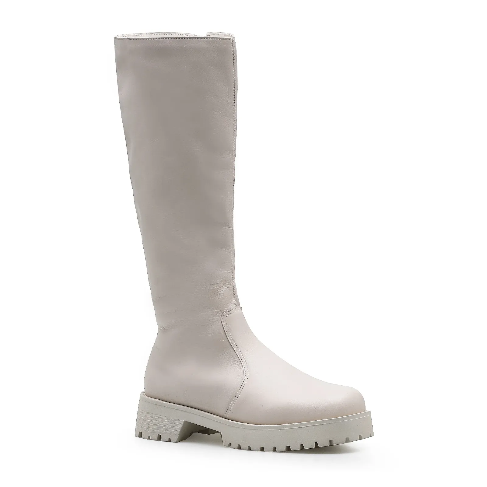 Bota Tratorada High Mia Couro Off White