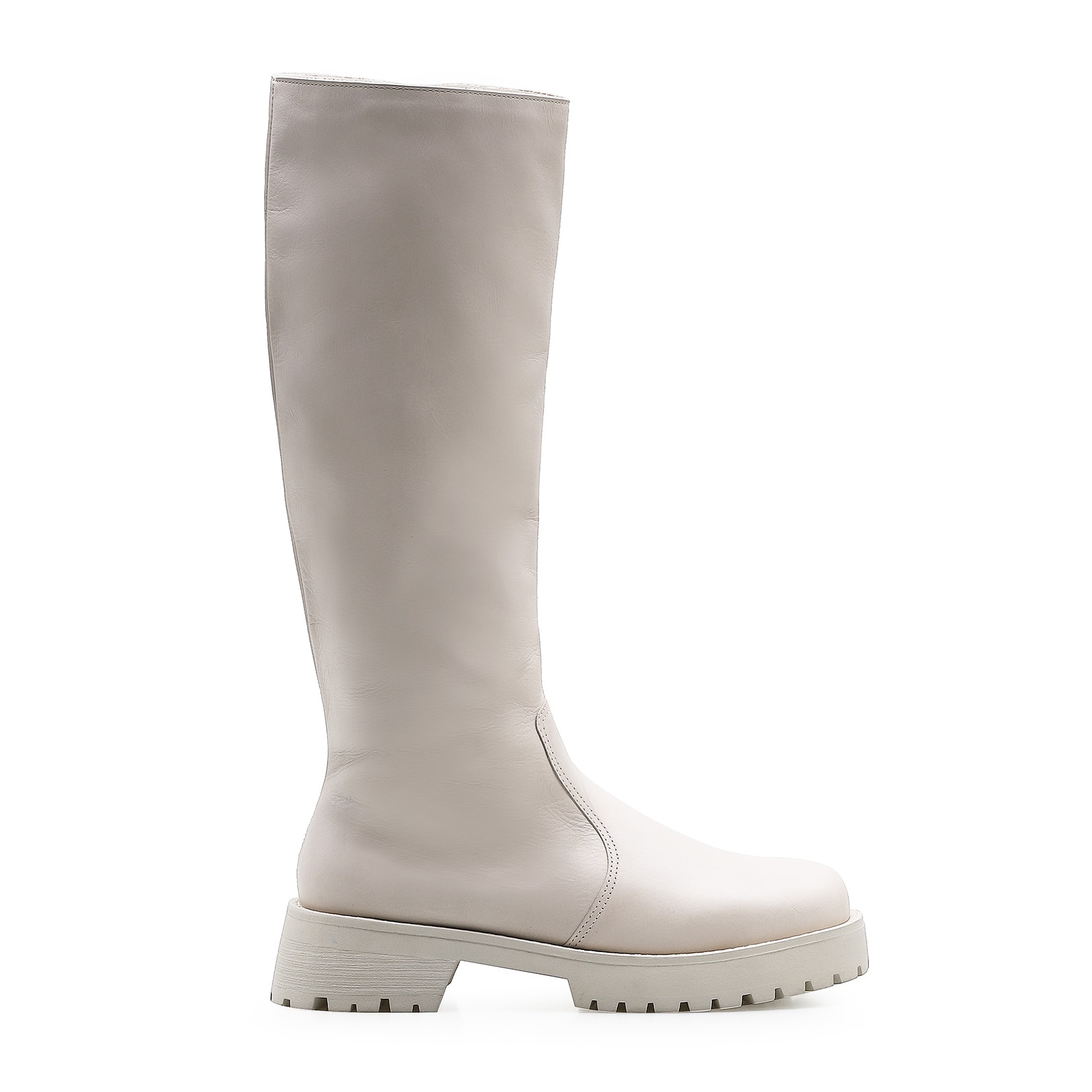 Bota Tratorada High Mia Couro Off White