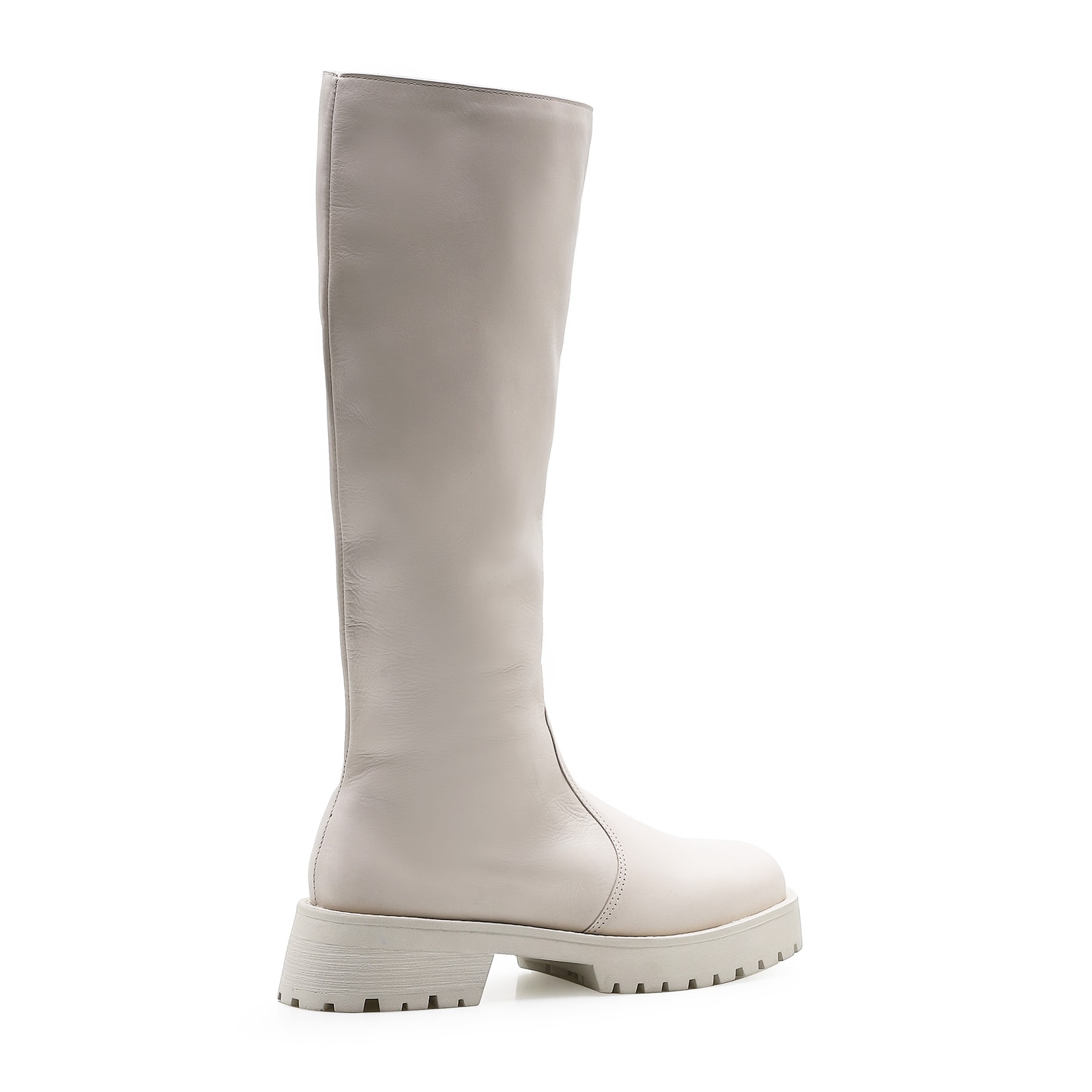 Bota Tratorada High Mia Couro Off White
