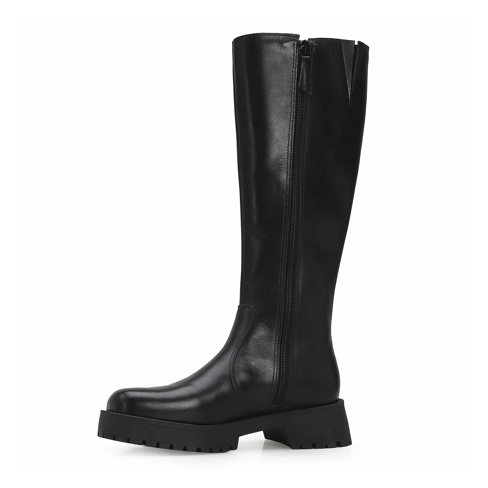 Bota Tratorada High Mia Couro Preto