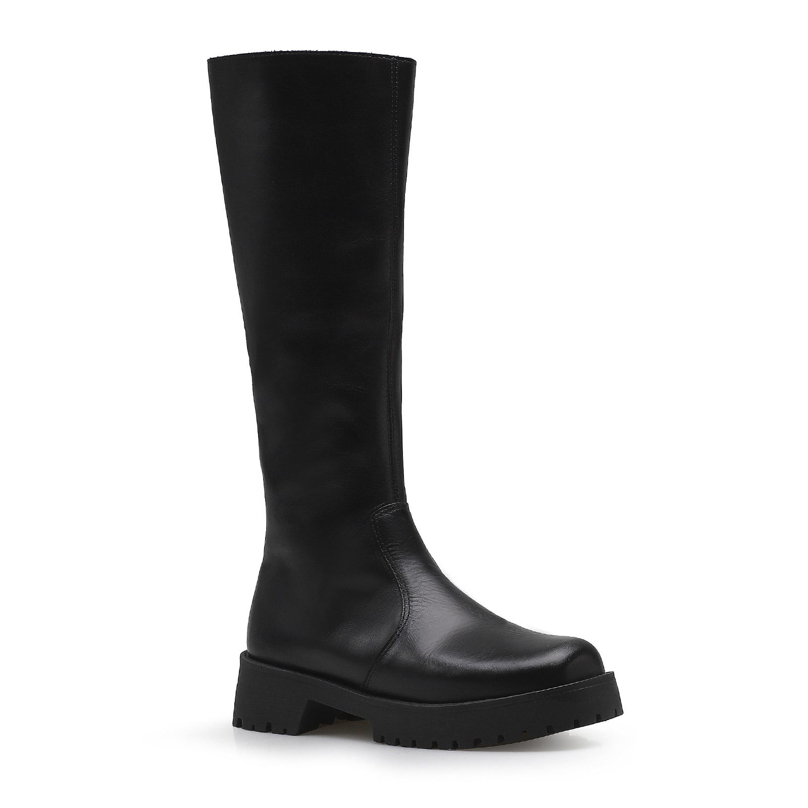 Bota Tratorada High Mia Couro Preto