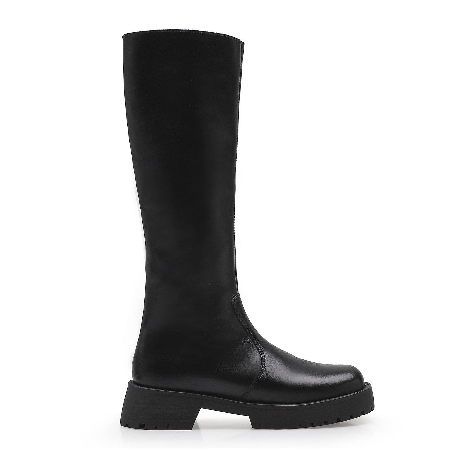 Bota Tratorada High Mia Couro Preto