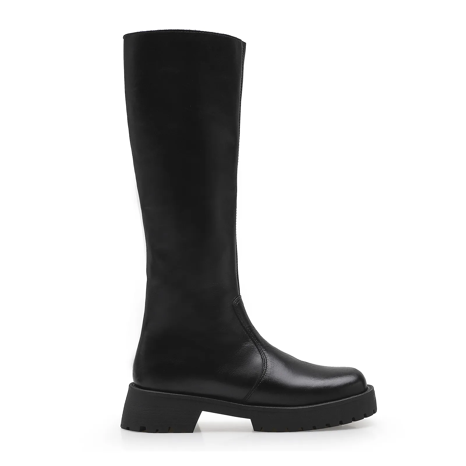 Bota Tratorada High Mia Couro Preto