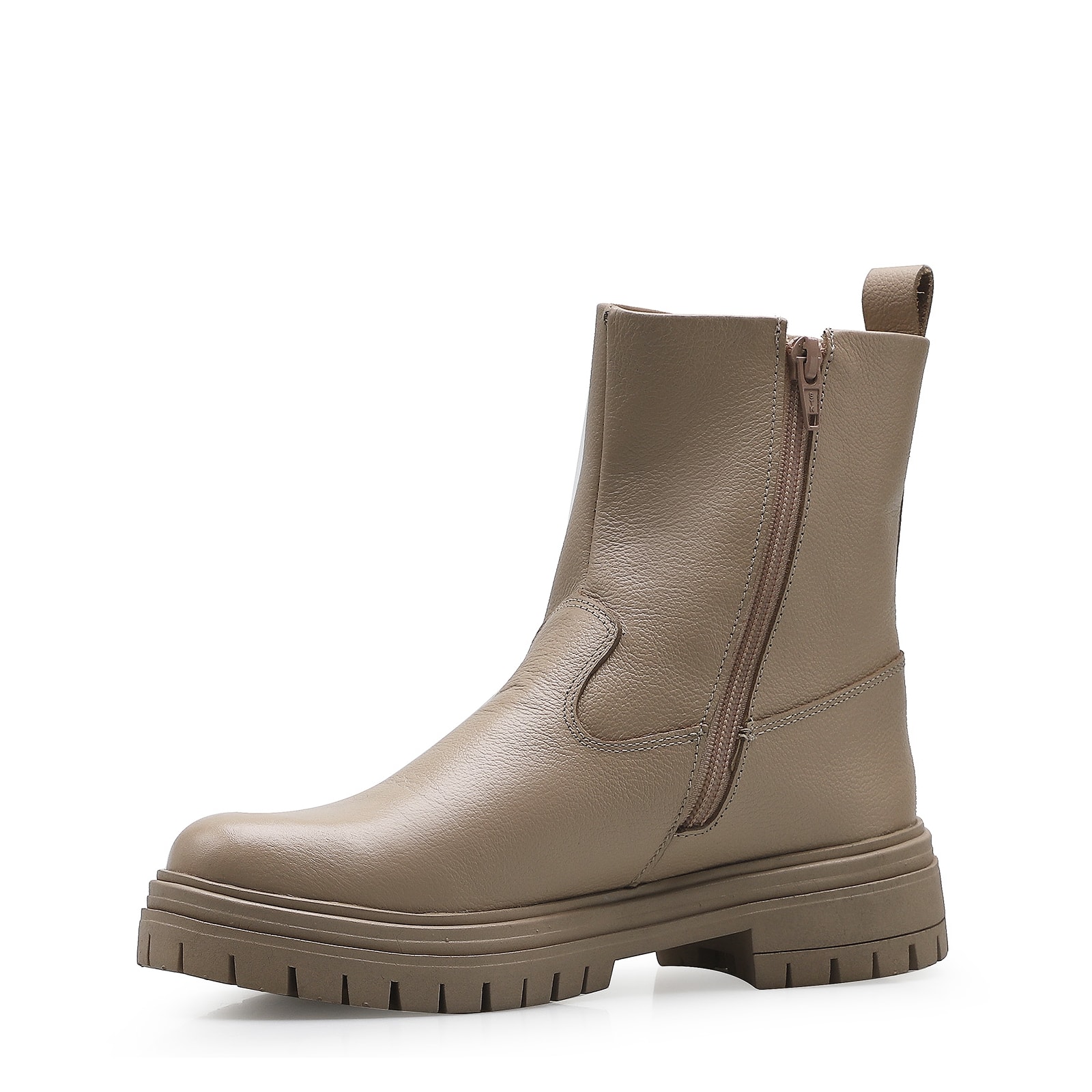 Bota Tratorada Zoe Couro Bege