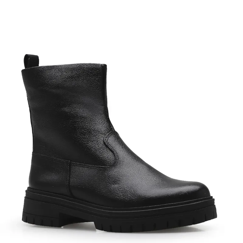 Bota Tratorada Zoe Couro Preto
