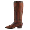 Bota Western Cano Alto Salto Médio Couro Marrom Recortes Alt Python - imagem 5