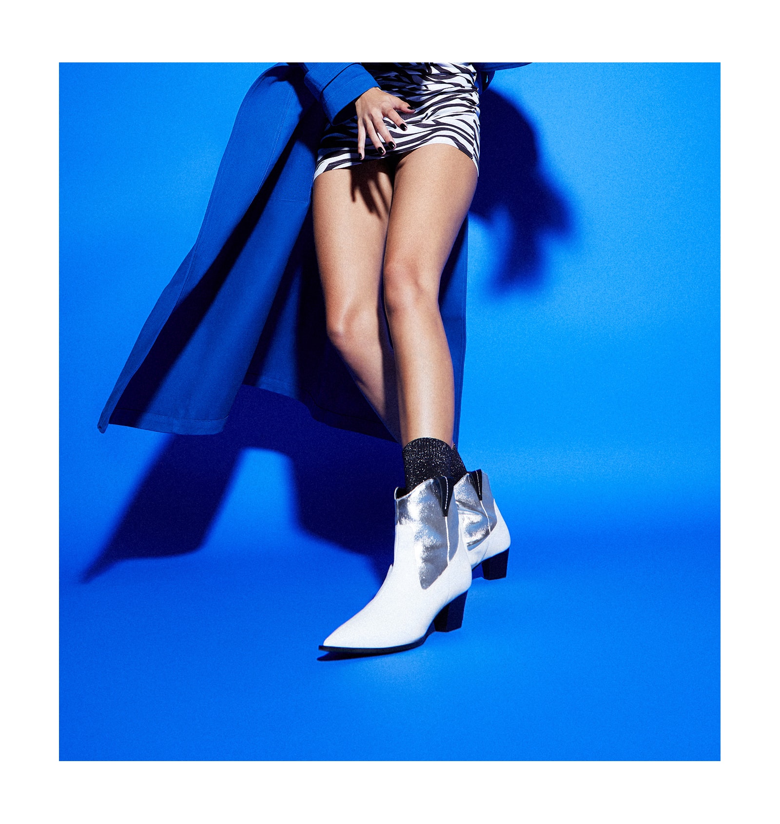 Bota Western Couro Branco/Prata