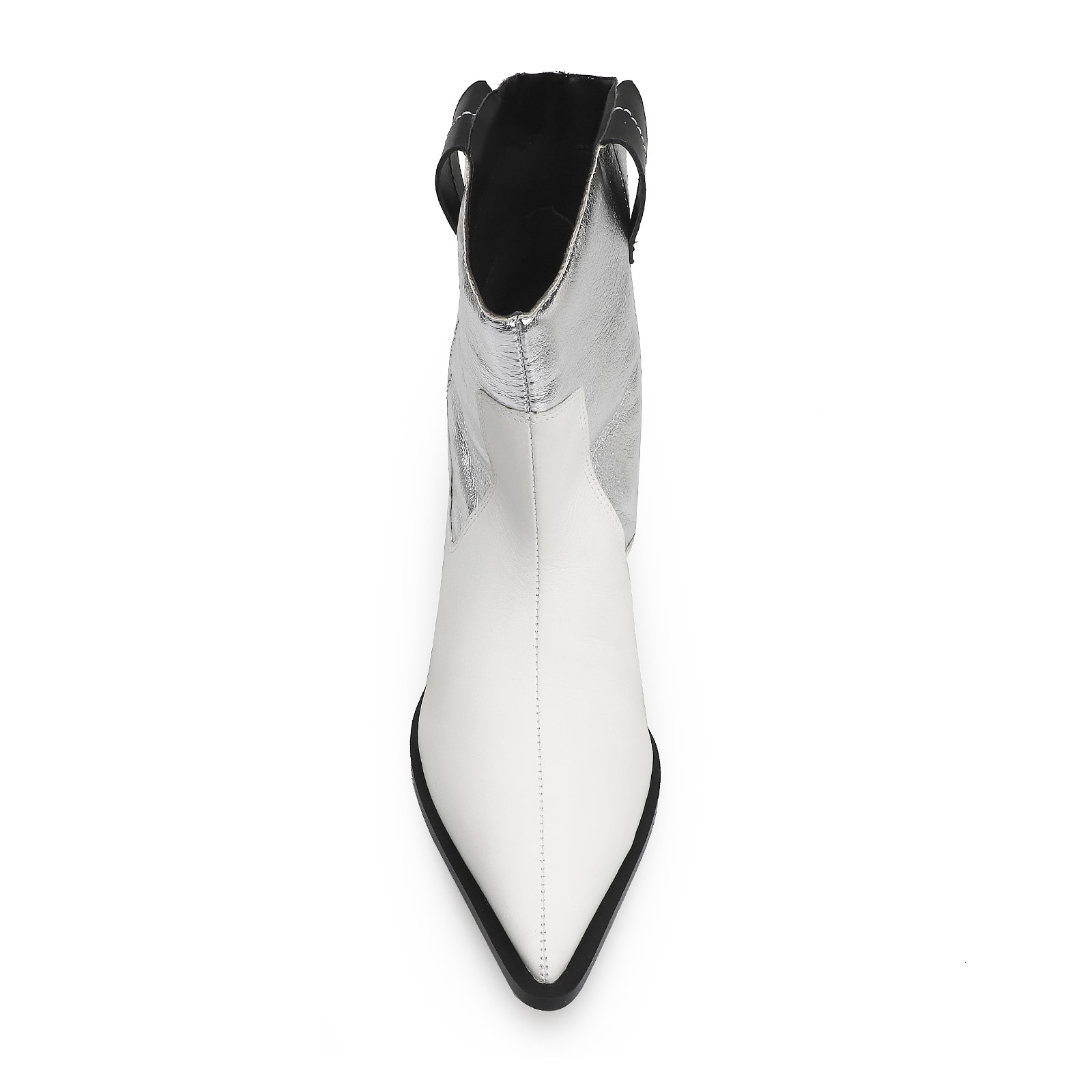 Bota Western Couro Branco/Prata