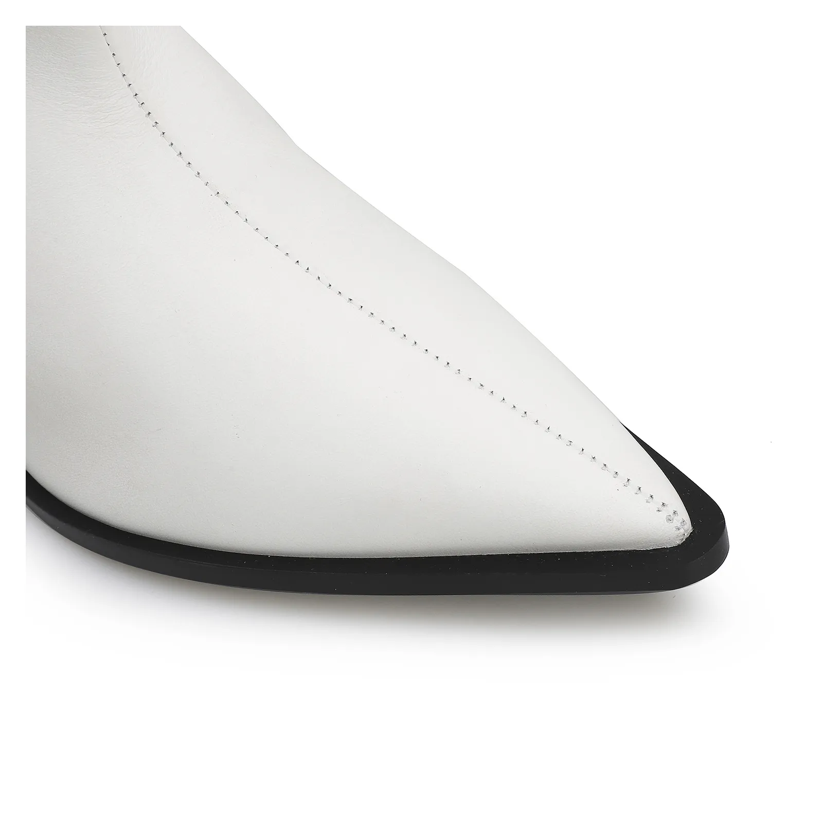 Bota Western Couro Branco/Prata