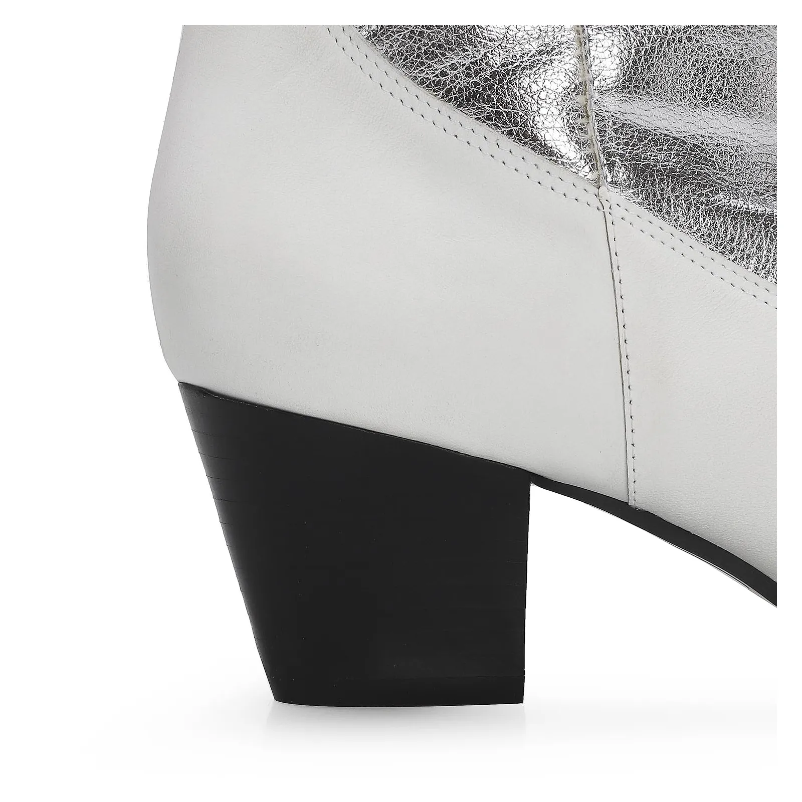 Bota Western Couro Branco/Prata