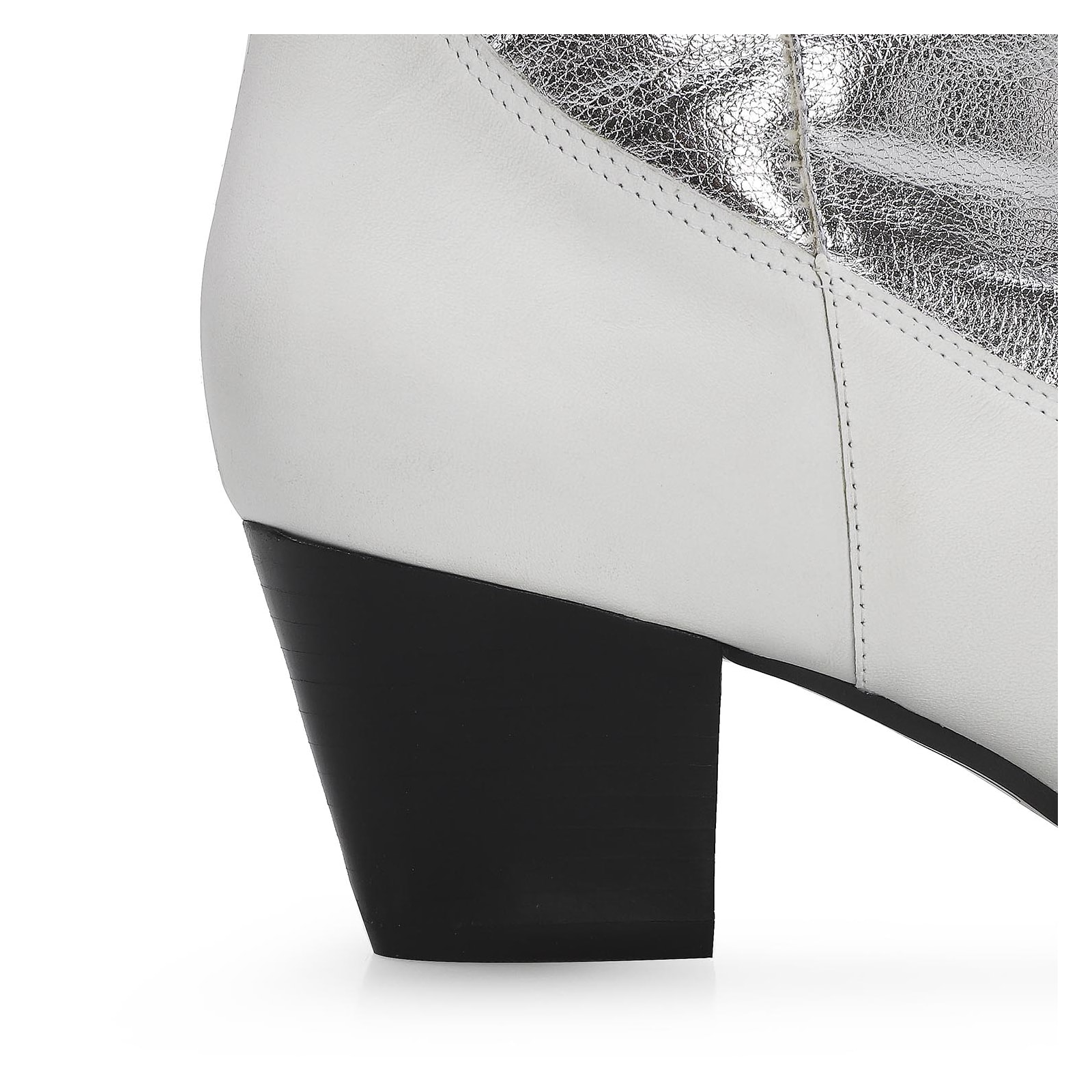 Bota Western Couro Branco/Prata