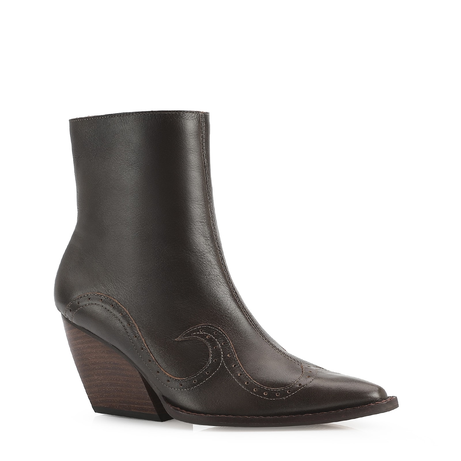 Bota Western Couro Estonado Marrom
