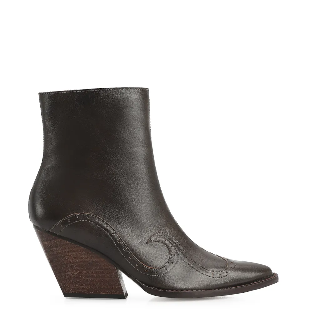 Bota Western Couro Estonado Marrom - imagem 3