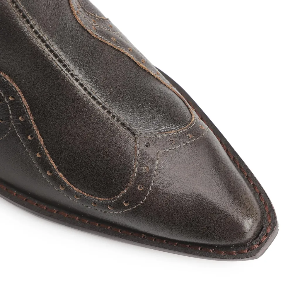 Bota Western Couro Estonado Marrom - imagem 7
