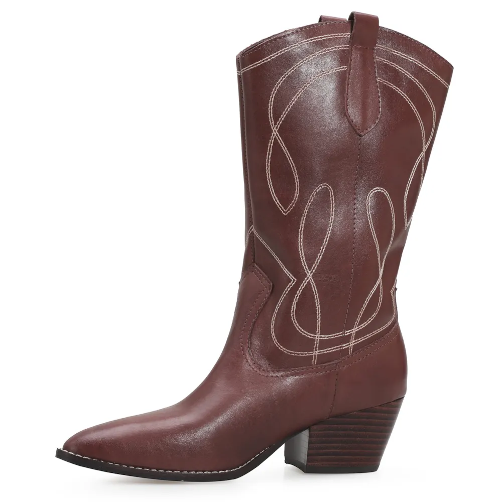 Bota Western Couro Marrom - imagem 5