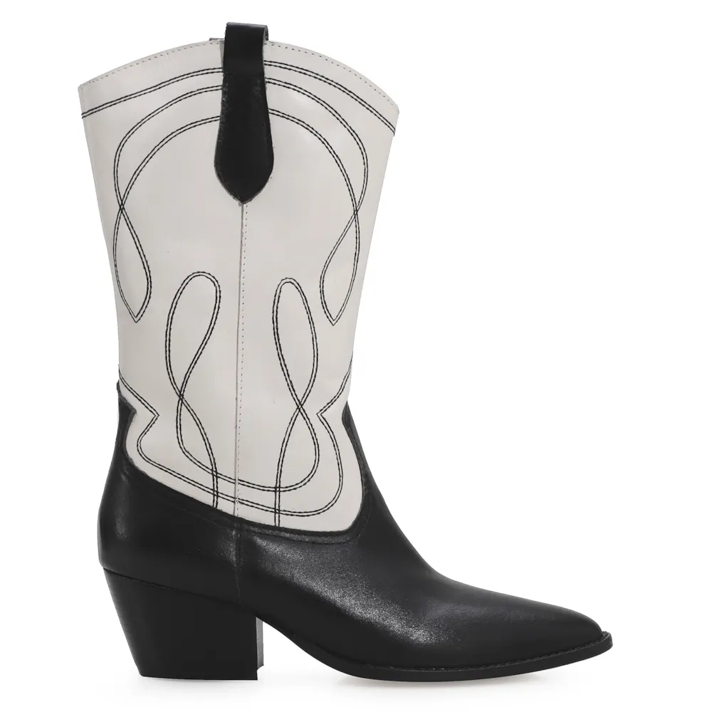 Bota Western Couro Preto/Off White - imagem 3