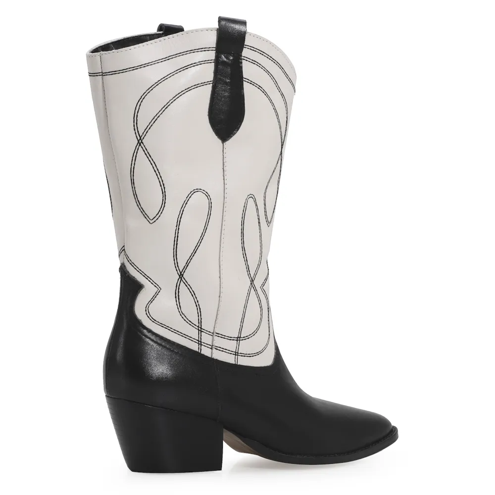 Bota Western Couro Preto/Off White - imagem 4