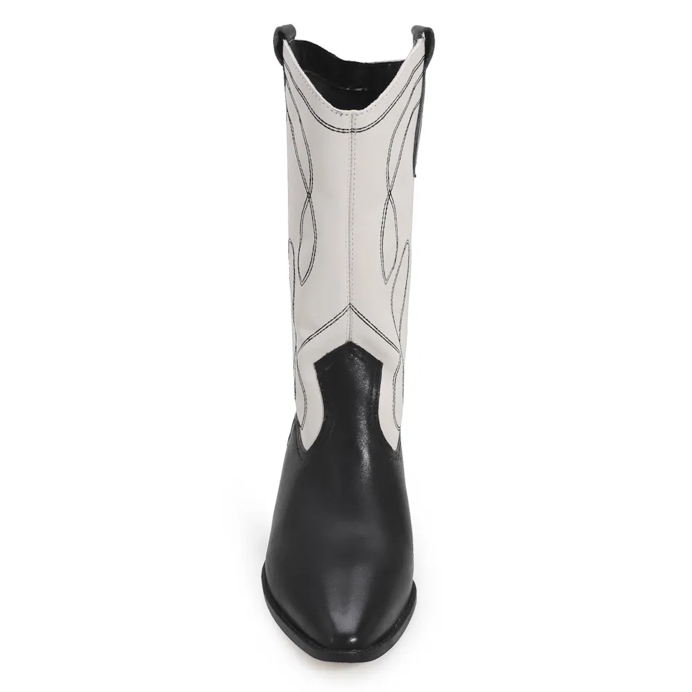 Bota Western Couro Preto/Off White - imagem 6