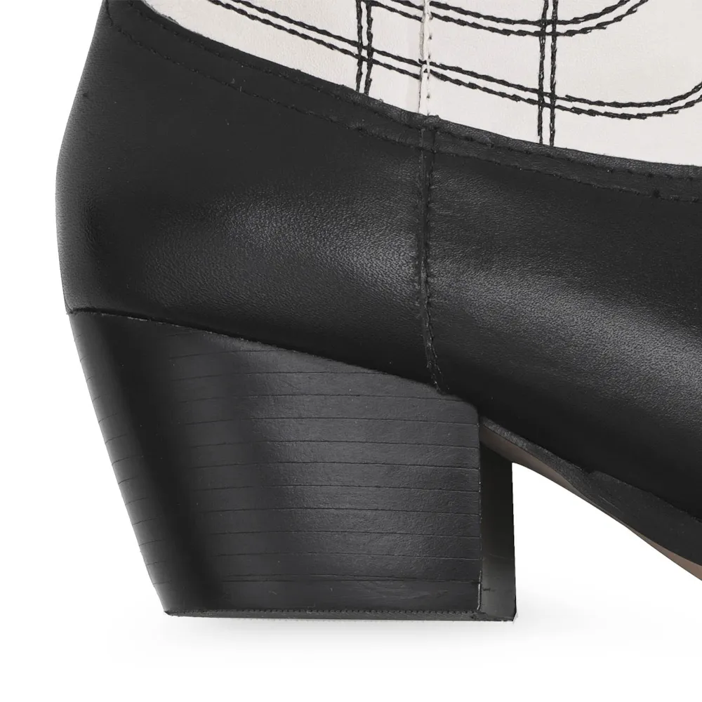 Bota Western Couro Preto/Off White - imagem 7