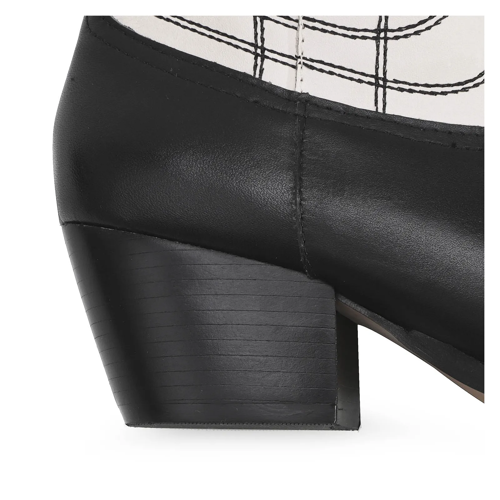 Bota Western Couro Preto/Off White