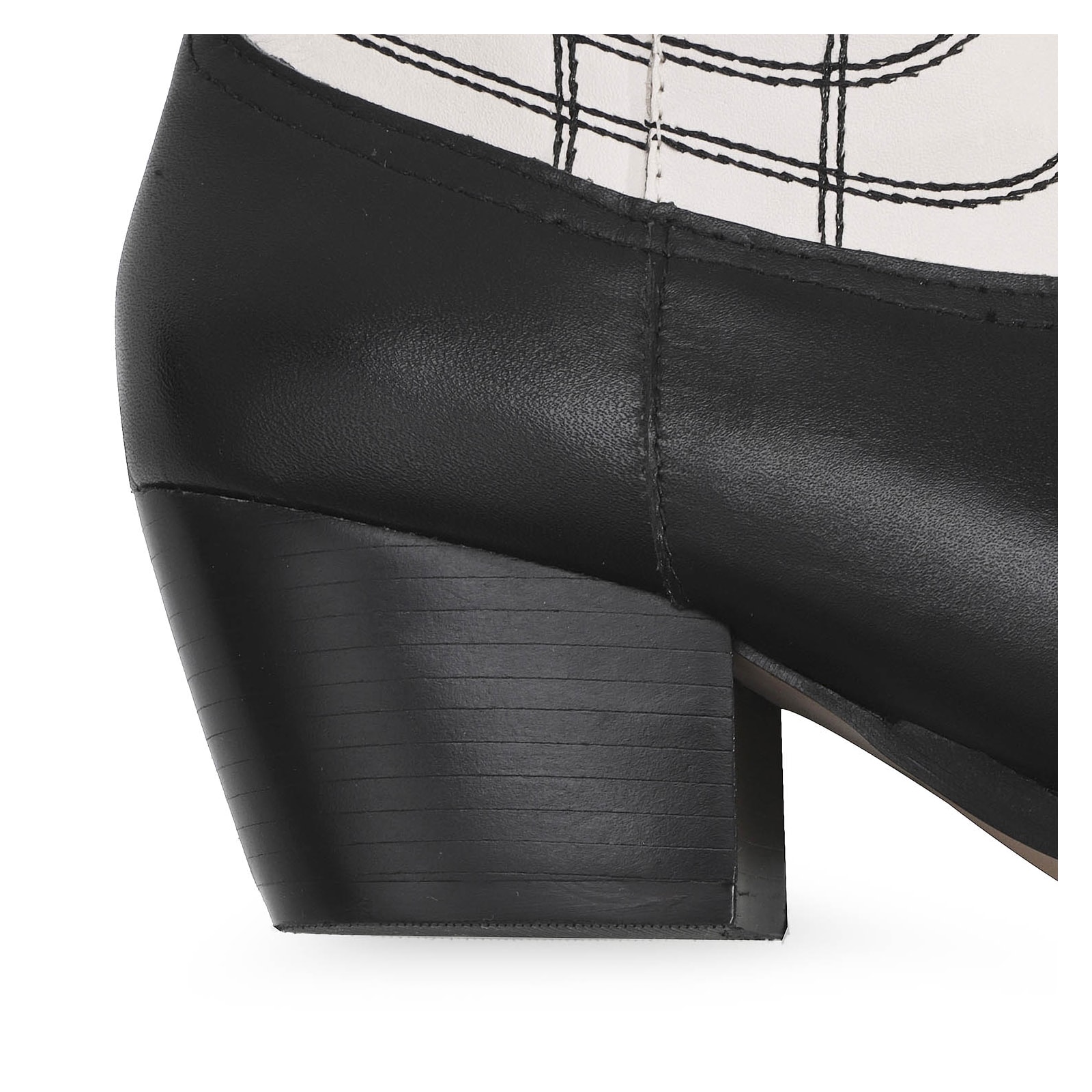 Bota Western Couro Preto/Off White