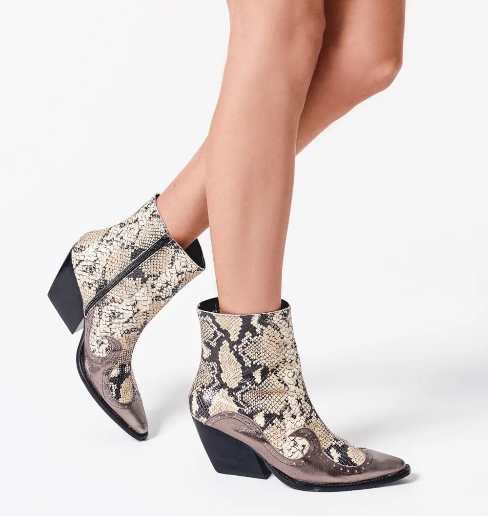 Bota Western Couro Python/Prata - imagem 2