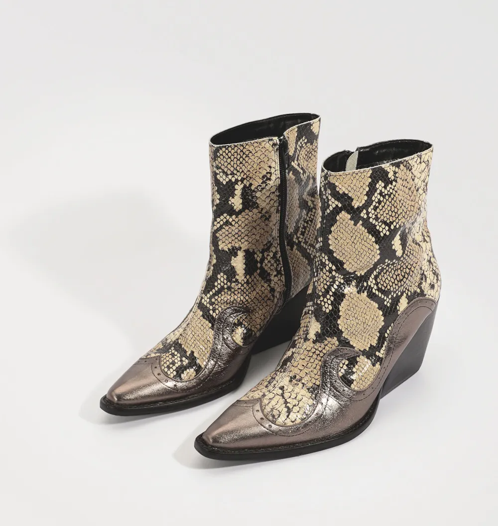 Bota Western Couro Python/Prata - imagem 3