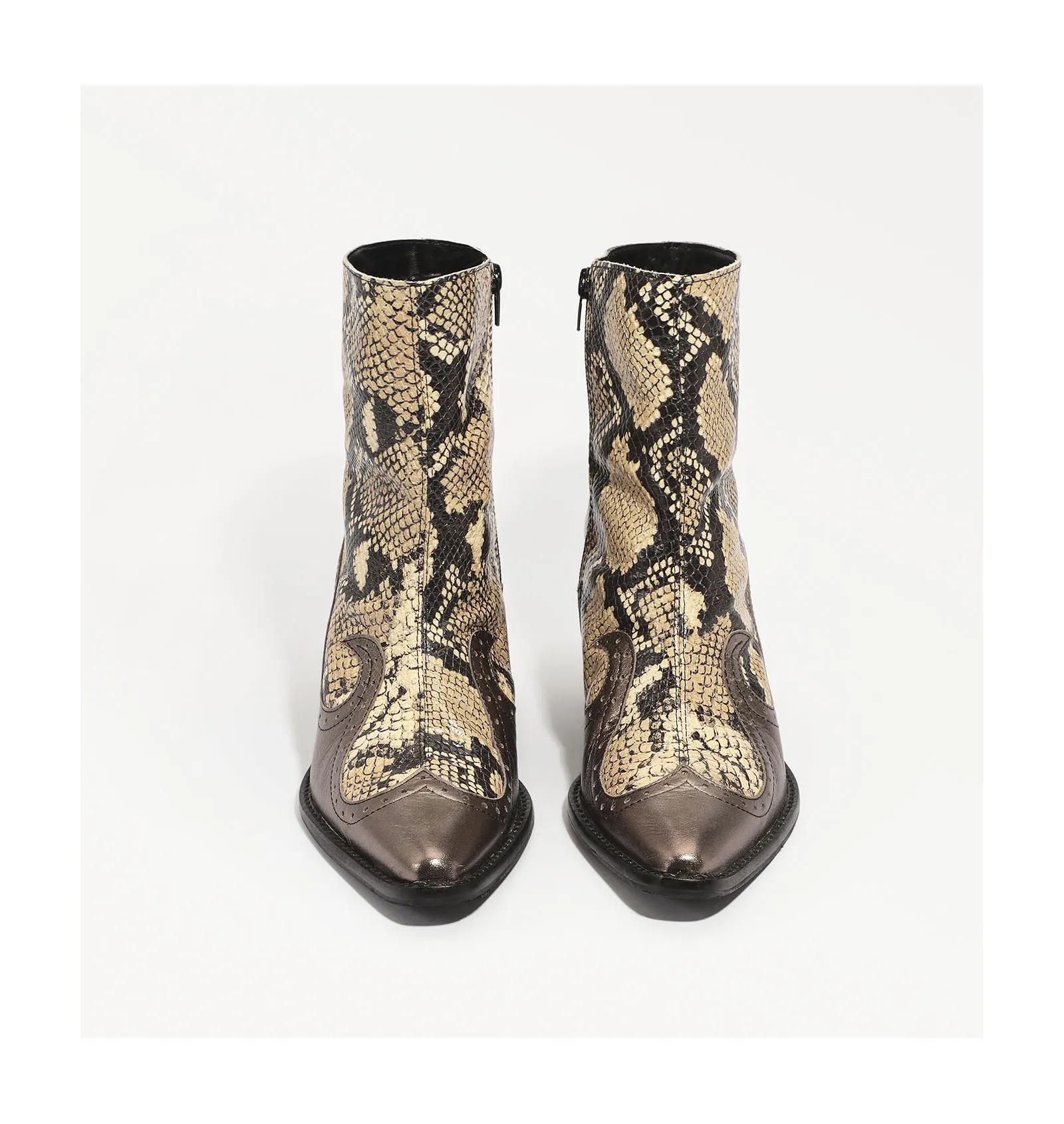 Bota Western Couro Python/Prata