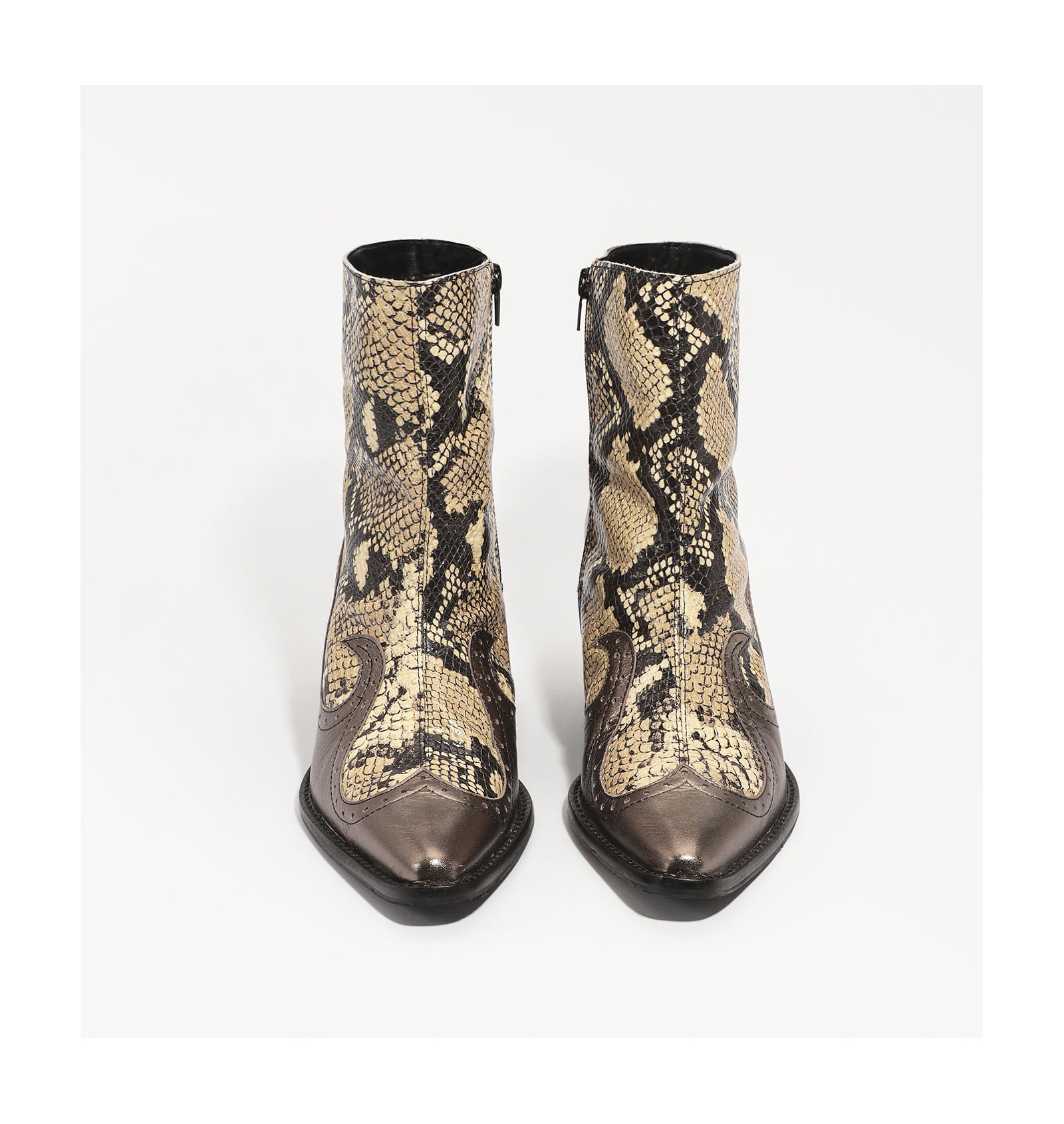 Bota Western Couro Python/Prata