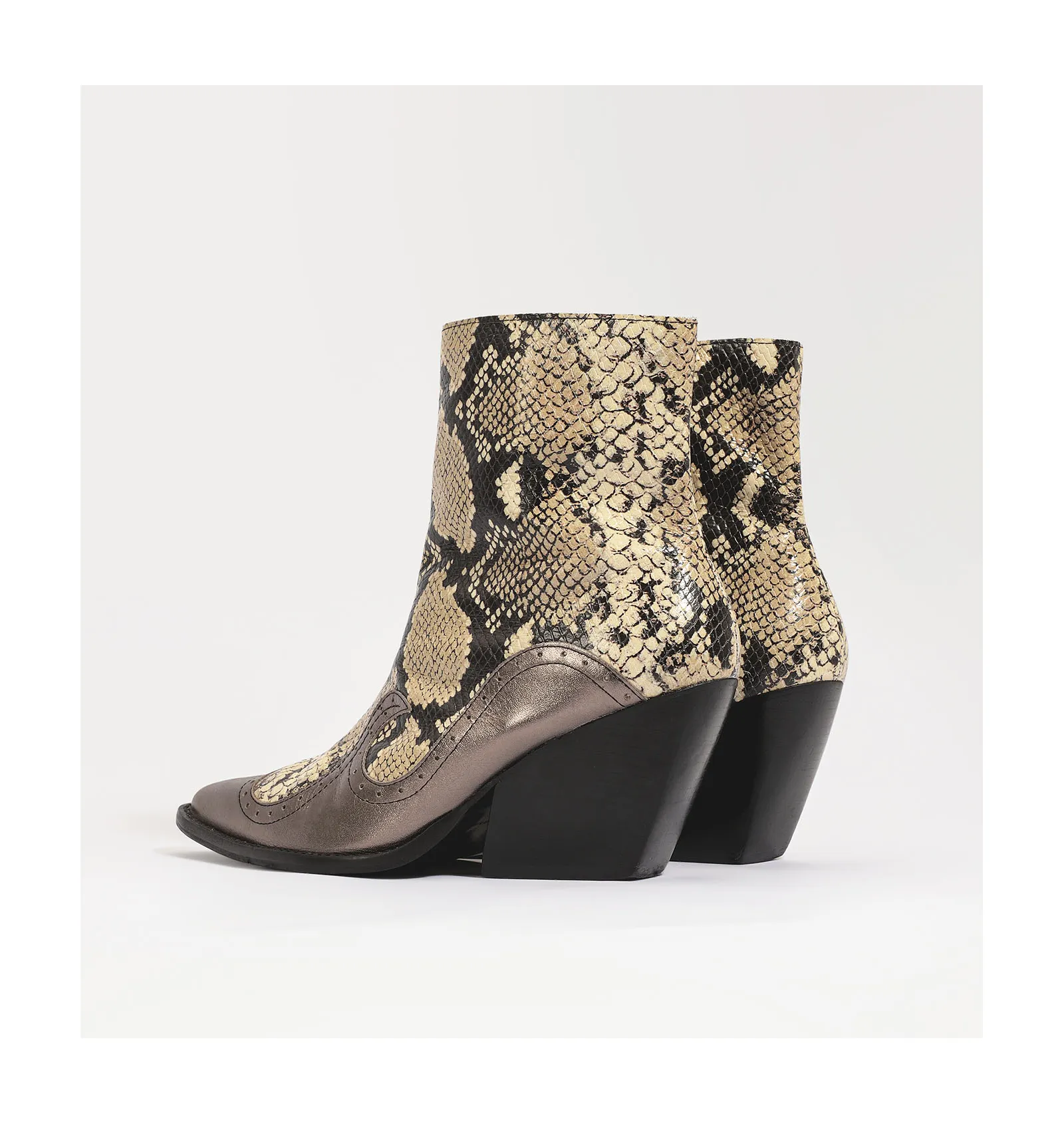 Bota Western Couro Python/Prata