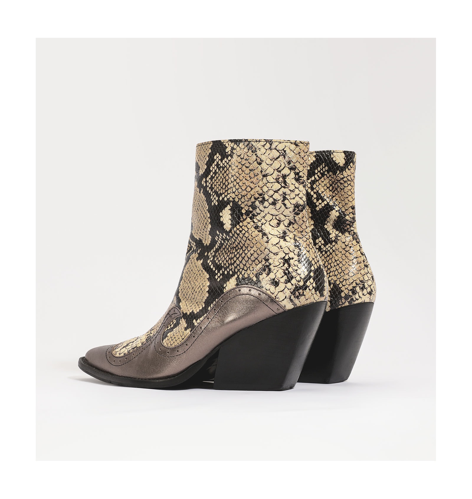 Bota Western Couro Python/Prata